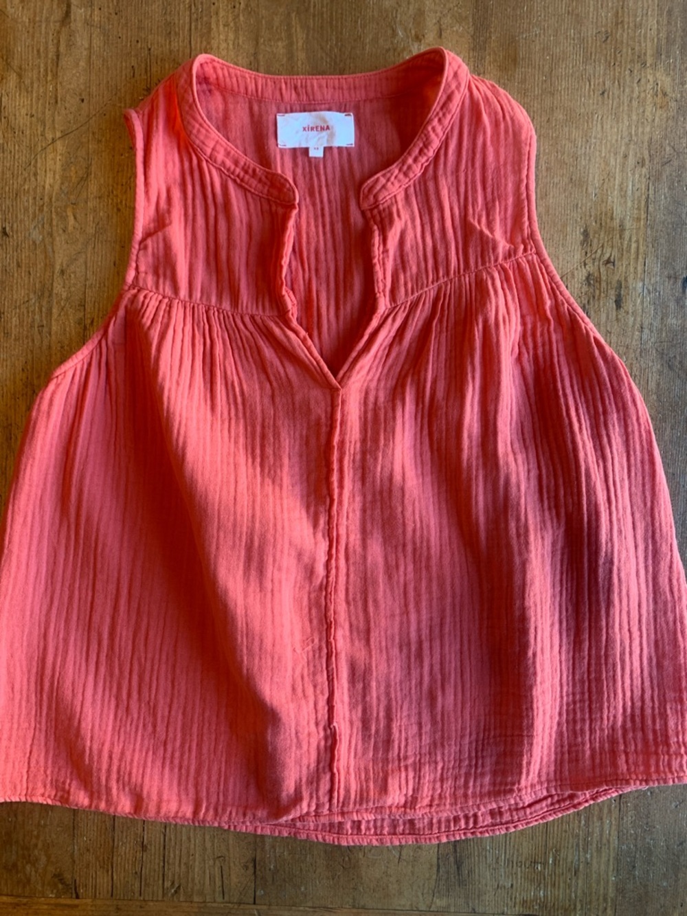 XiRENA Coral Pink Sleeveless Cotton Gauze Tank